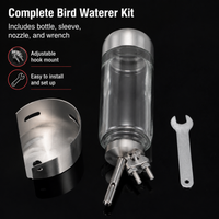 Stainless Steel Drinker, Parrot Water Bottle with Fine Needle Nozzle, Budgie Water Bottle for Cage, Adjustable Toy Hook 4-7mm