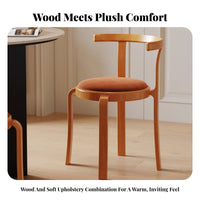 Upholstered Wooden Side Chair Retro Design Stackable Wooden Side Chair Space-Saving Curved rearrest for Hosts, Dining Room, Cafe