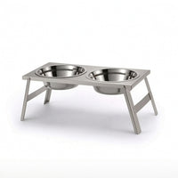 Foldable Dog Feeding Station Stainless Steel Raised Pet Feeder with Bowls Elevated Dog Bowl Stand Collapsible Raised Pet Feeder