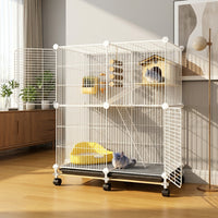 Triple Tier Cage and Hamster Cage, Well Ventilated Frame with Sliding Door and Removable Tray, 74x37x82cm Habitat for Hamsters