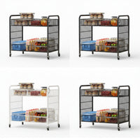 Two-Tier Display Cart Portable Foldable Rolling Cart Space Saving Two Tier for Market Stalls