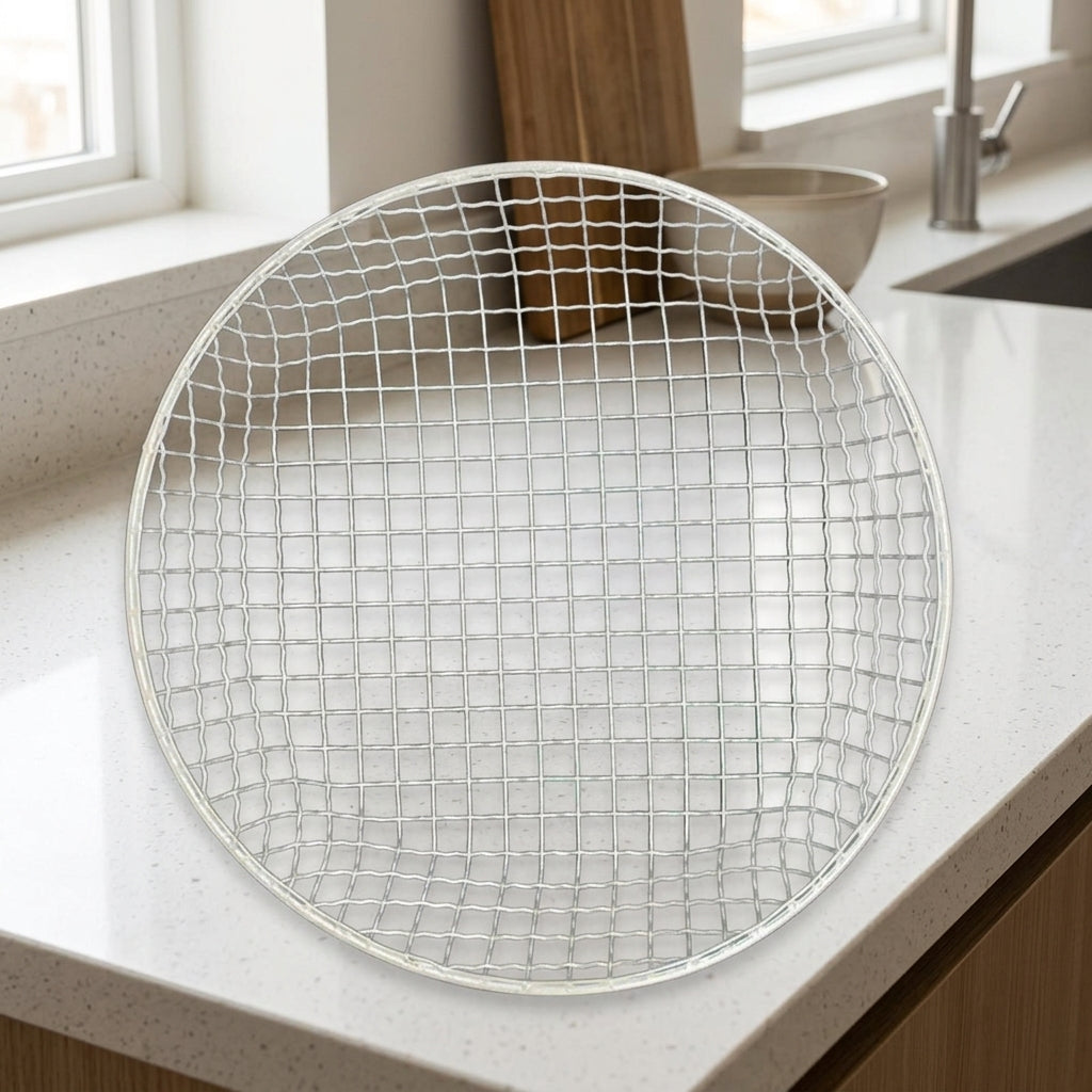 Galvanised Metal Sieve Strainer, 43cm Round Woven Wire Sieve for Gardening, Silver-Colored Fine Mesh Sifter