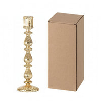 Ribbed Glass Candlestick Fluted Taper Glass Candle Holder Lustrous Finish Taper Candle Holder Tall Stem
