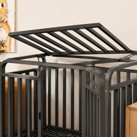 OVERSIZED-LARGE Black Square Tube Dog Crate, Heavy Duty Steel Dog Cage with Removable Tray, 125x95x110cm for Very Large Dogs