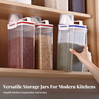 Moisture-Proof Rice Dispenser with Measuring Cup Food-Safe Cereal and Grain Storage Bin Space-Saving Design for Countertop, Kitchen Cabinet
