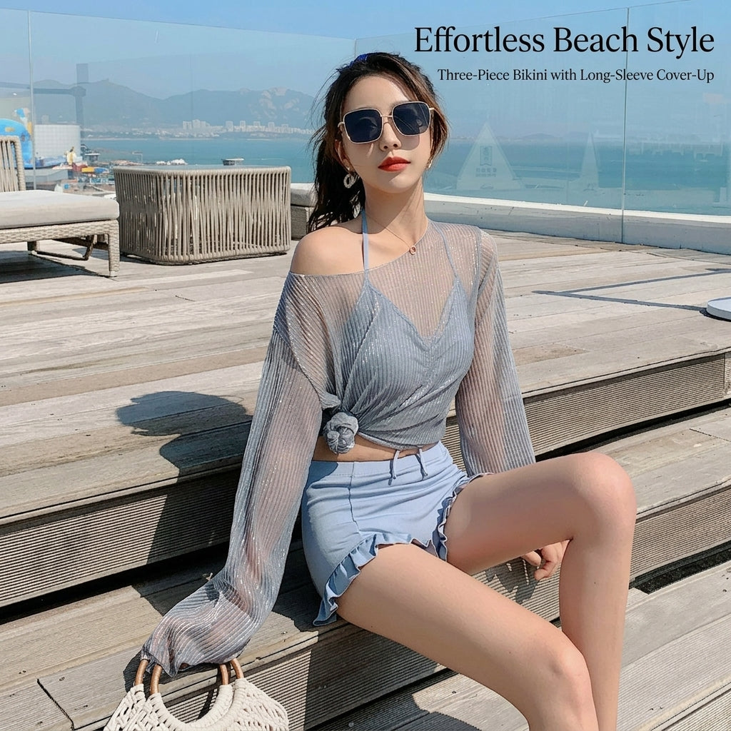 Swimsuit and Bikini Set for Women with High Waist Slimming Bottoms, Padded Triangle for for Sunbathing
