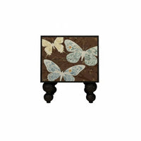 Distressed Finish Tall floral Print drawer cabinet French rustic & design complimentarystanding Drawer Cabinet Vintage Design Bedside Table Sturdy Construction for Interior Decorators, homeowners, Bedroom, Corner Space, Living Room, Entryway