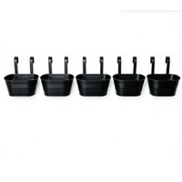 5 Pieces Hanging Planter with Hooks Oval Railing Planter Easy-to-Hang for Fence