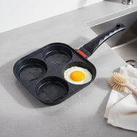 Lid 4-Hole Omelet Pan Easy to Clean 4-Hole Omelette Pan Even Heat Distribution Nonstick Egg Skillet Quick Heating