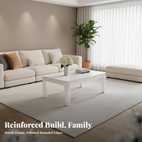Snow White snow Finish Rounded Corner Low Table Modern Minimalist design Household Furniture Small Apartment accommodating Easy to Clean for Homeowners, Families, Adults, Living Room, Reception Area, Office, Lounge