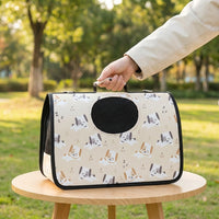 Portable Cat Carrier with Transparent Panel, Folding Oxford Material Pet Bag, Breathable Handheld or Crossbody Outdoor Travel Crate for Pets