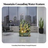 Quiet Operation Rockery Waterfall Fountain Sturdy Construction Feng Shui Water Fountain Artisan-Made Sculpture Indoor Rockery Waterfall with Mist for Living Room, Office, Hotel Lobby, Garden
