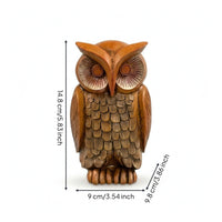 Faux Wood Owl Figurine Rustic Owl Statue Vintage-Inspired Decorative Item Compact for Collectors