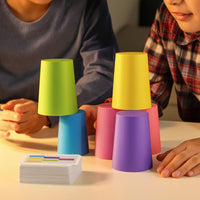 Interactive Cup Stacking Game Educational Stacking Game with Cards Colorful Toy Screen-Screenless for Children, Families, Toddlers, Home, Classroom, Party