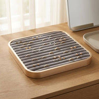 Aluminum Alloy Square Jewelry Display Tray Rounded Corners Striped Jewelry Organizer Tray Polished Shiny Rim Storage