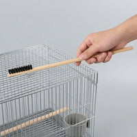 Bird Cage Cleaner and Parrot Cage Cleaning Tool with Cleaning Fork, Mixed Bristles Cage Cleaning Brush, Stainless Steel Handle for Pet Cages