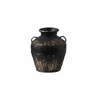 Vintage Patina Planter Vintage Style Rustic Vase Textured Surface Aged Ceramic Jar for Tabletop
