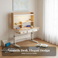 Ergonomic Learning Desk Ergonomic Kids Study Desk Solid Wood Child Homework Station Adjustable Tiltable Desktop Built-in Lamp Student Writing Table Suitable for Students Homework Home
