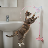 Interactive Suction Cup Cat Toy with Feather and Bell for Kitten Self-Play
