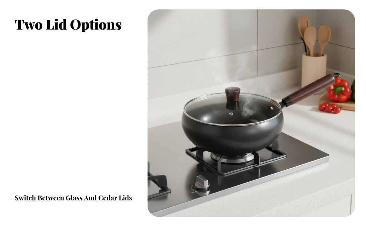 Hand Hammered Iron Wok Non-Stick Flat Bottom Nonstick Wok Chinese Iron Cooking Pan Even Heat Distribution for Gas Cooktop