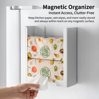 Bedroom Wall-Mounted Paper Towel Dispenser for Kitchen, Iron Rectangular Tissue Box Holder with Fridge Mount