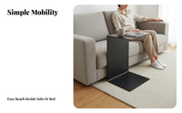 Minimalist Design C-Shaped Couch Table Movable Slide-Under Sofa Table Modern Look Household Furniture Space-Saving for Apartment Dwellers, Remote Workers, Living Room, Small Spaces, Bedroom, Home Office