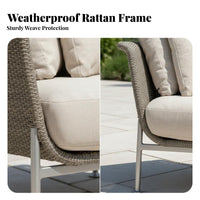Rattan design 4-Piece Woven Sofa Group Weather-Resistant Outdoor Furniture Includes paddings Patio Seating Modern Design for Guesthouse managers, Hotel Owners, Garden, Balcony, rearyard, waterfront