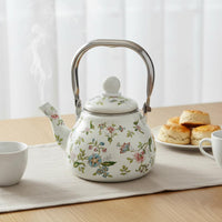 Enamel Kettle Induction Compatible Floral Stovetop Teapot