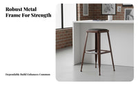 Full-metal Construction utilitarian rearlessless Counter Stool Built-in Footrest Bar Chair sturdyDuty Indoor Seating Vintage Look for Design aficionados, Business Owners, Cafe, Restaurant, Workshop, eatery