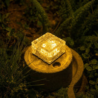 Solar Lights Outdoor Garden with Geometric Abstract Art Shape, Garden Lights Solar Powered Waterproof IP55, Clear Cracked Ice Mood Lighting