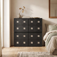 4 Pieces Modular Cabinet Stackable Cabinet with Doors Retro Storage Unit for Living Room, Bedroom