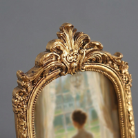 Vintage Resin Picture Frame Retro Floral, Antique Gold Rectangle Photo Frame, Ornate Wedding Photo Frame, Baroque Photo Frame Oval Picture Frame