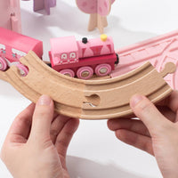 Princess Train Playset Compact Wooden Train Track Set for Children