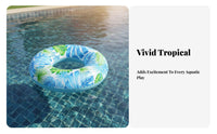 Thickened PVC Material Tropical Foliage Pool Buoy High Buoyancy Foliage Print Inflatable Tube Leak-Proof Valve Inflatable Swim Float Easy to Inflate and Deflate for Children, Adults, Toddlers, Beach, Lake