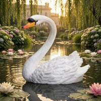 Buoyant Swan Sculpture Curved Neck Swan Pond Ornament Decorative Garden Decor for Pool