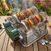 Electric Barbecue Grill Cage drips Tray Rotating BBQ Basket Rust-Resistant for Tabletop