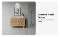 Japanese design 3-Drawer Rattan chest of drawers Minimalist Aesthetic Chest of Drawers sturdy Construction Storage Cabinet for Interior Design aficionados, Apartment Dwellers, Homeowners, Entryway, Bedroom, Living Room, Hallway