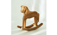 Wooden Rocking Horse Figurine Solid Wood Wooden Rocking Horse Table Decoration Rustic for Collectors, Entryway