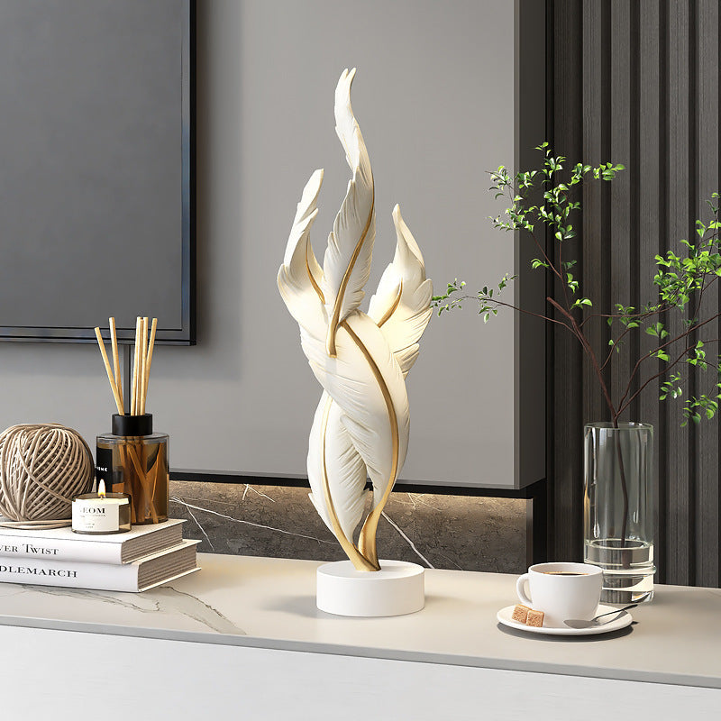 Creative Feather Art Ornament for Office, Living Room, Entryway, Wine Cabinet, Luxury Decoration