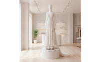White Round Display Pedestal Minimalist Cylindrical Display Stand Slim Cylindrical Pedestal Modern for Photographers, Merchants, Photography, Livestream, Wedding