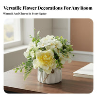 Realistic Look Potted Artificial Flowers Low Maintenance Artificial Flower Vase Arrangement Nordic Design Fake Flower Centerpiece Great Gift Idea for Decorators, Homeowners, Office Workers, Home Decor, Living Room, Coffee Table, Bookshelf