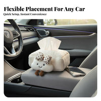 Large Capacity Car Armrest Tissue Holder Cute Design Soft Puff Tissue Box Decorative for Children, Women