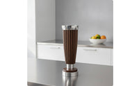 Wood Vase with Metal Base Modern Sculptural Vase Tapered for Reception Counter