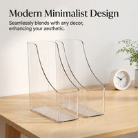 File Organizer for Desk and Study Table, Clear Acrylic Desktop Document Holder for Students, Transparent Book Stand for Workspace Organization