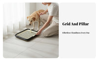Indoor Dog Toilet Non-Slip Bottom Dog Potty Tray with Grate Indoor Potty Tray Keeps Paws Dry Mesh Puppy Training Toilet for Home