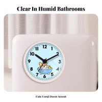 Punch-Effortless Installation Waterproof Bathroom Clock Fogproof Suction Cup Clock Quiet Movement for Children, Shower