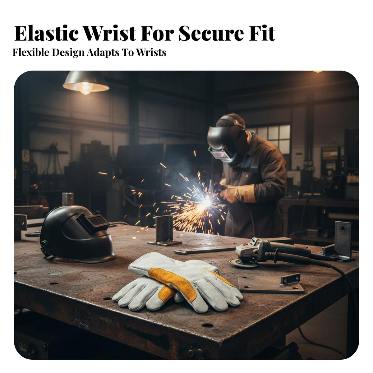 Extended Forearm Protection Metal-Joining Gloves Heavy Duty Leather Metal-Joining Gloves Retardant for Mechanics, Metalworking, Grinding