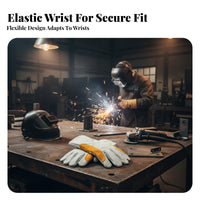 Extended Forearm Protection Metal-Joining Gloves Heavy Duty Leather Metal-Joining Gloves Retardant for Mechanics, Metalworking, Grinding