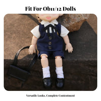 1/12 Scale BJD doll school Uniform set short Sleeve Shirt pants and hat for 6inch Action Figures Accs clothes