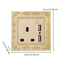 Vintage Wall Socket with USB Antique Finish Wall Outlet with USB Ports Decorative Decorator Receptacle Embossed for Bedroom, Hotel, Study